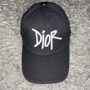 Dior x Shawn Stussy Embroidered Logo Cotton Baseball Cap Black Size S